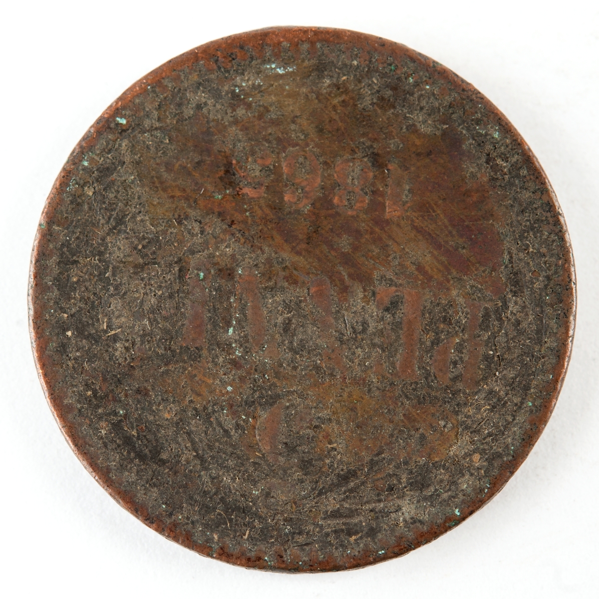 Finskt 10-penniämynt präglat 1865