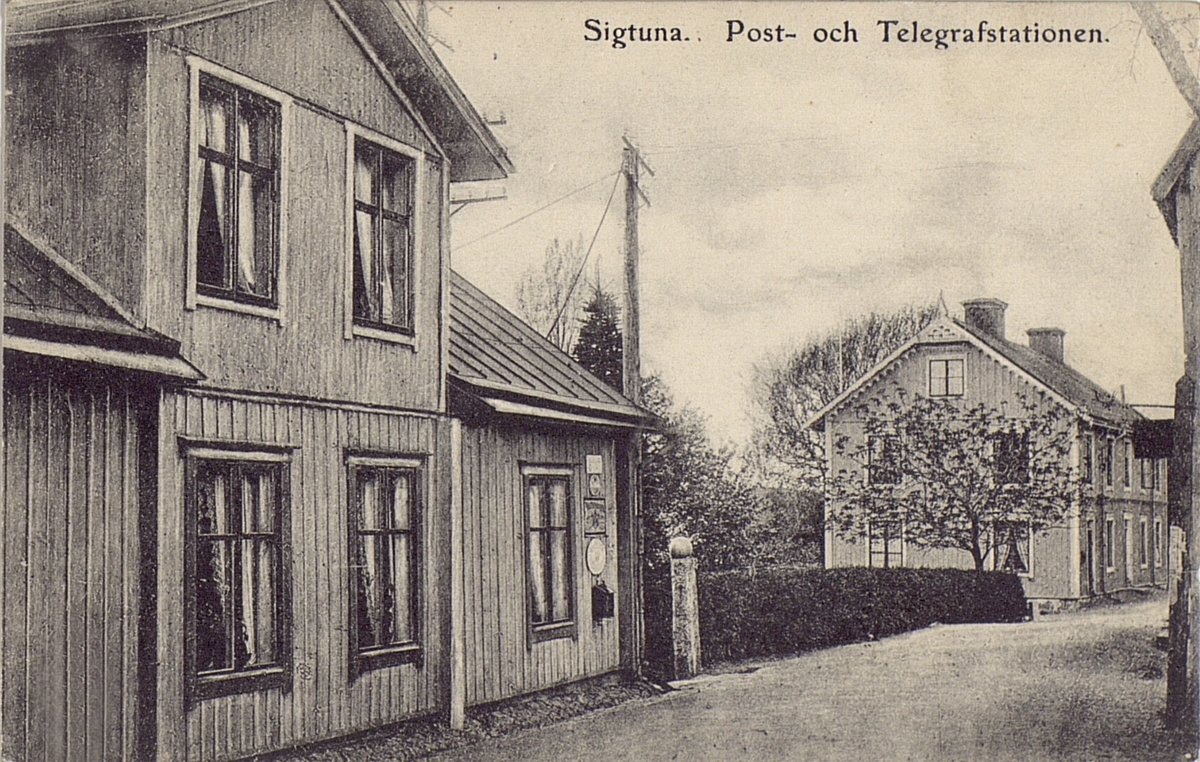 Vykort. Sigtuna, Post och Telegrafstationen.