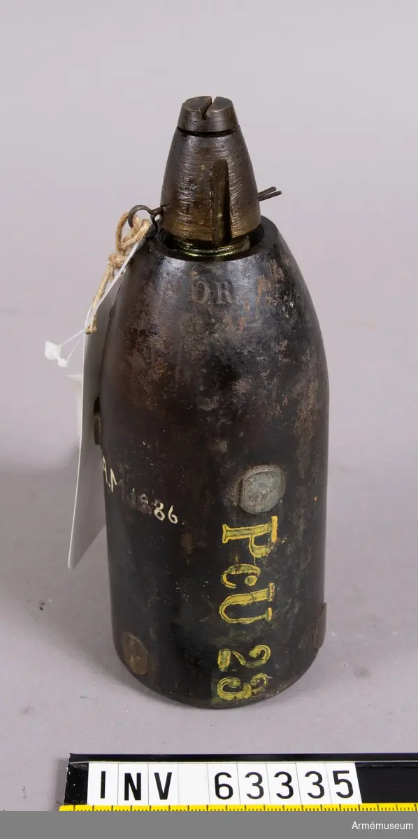 Grupp F II.
7 cm granat, justerad till vikt m/1868 med lätt nedslagsrör m/1864.
