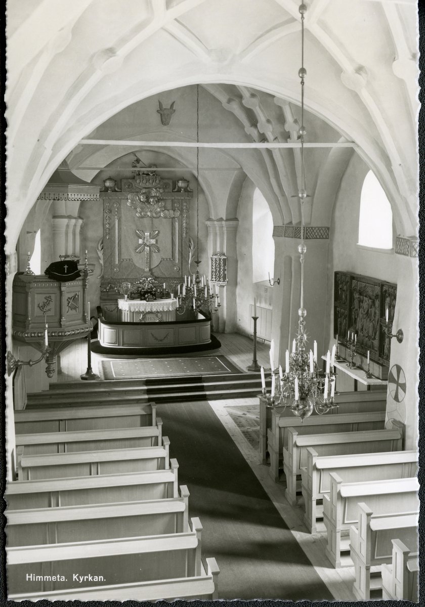 Himmeta sn, Himmeta.
Himmeta kyrka, interiör, 1960.