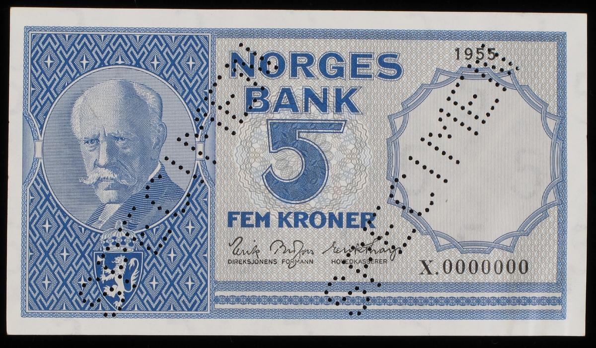 Portrett av Fridtjof Nansen. På revers side motiv fra Lofoten, fjell, fiskebåter, fiskere i arbeid m.m.