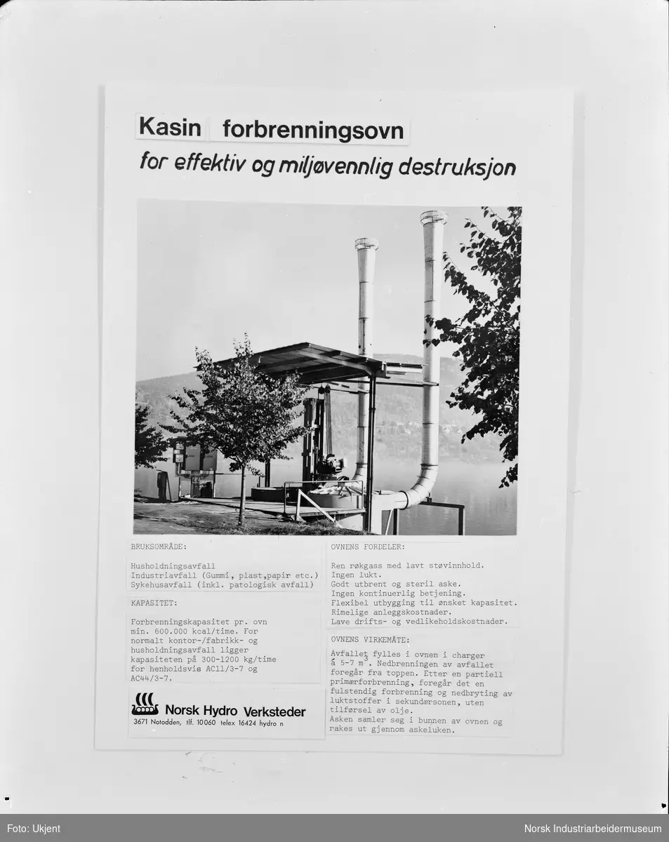 Reprofotografi av plansje for Kasin Ovnen.