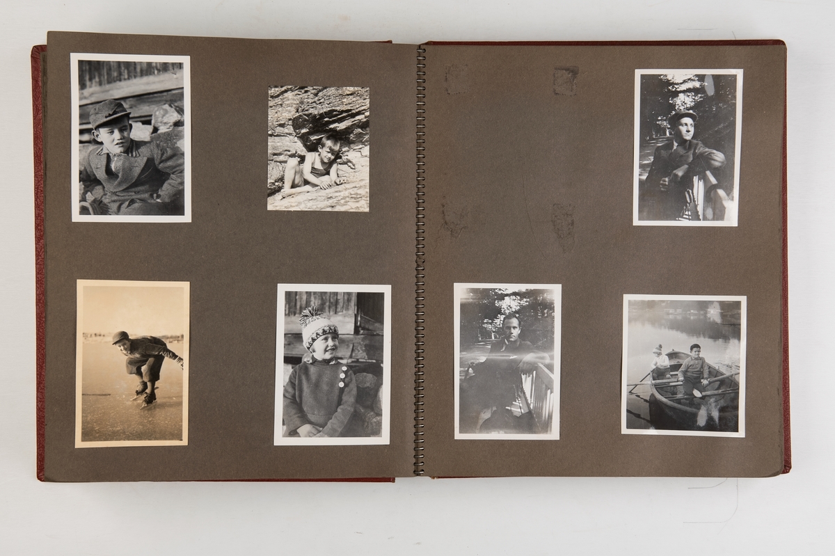 Privat fotoalbum med motiver fra Norge. Inneholder fotografier av bl.a. redningsskøyta 'Christian Bugge', losskøyta 'Skudenes', fergen 'Oscarsborg', nordlandsbåter, seilbåter og flere portretter. Bildene er antagelig fra 1930- og 1940-tallet