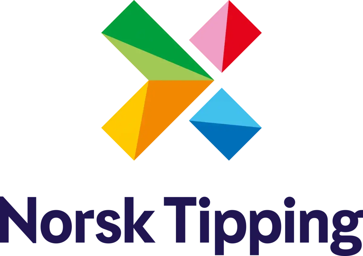 Et kryss av rødt, gult, rødt og blått over navnet Norsk Tipping
