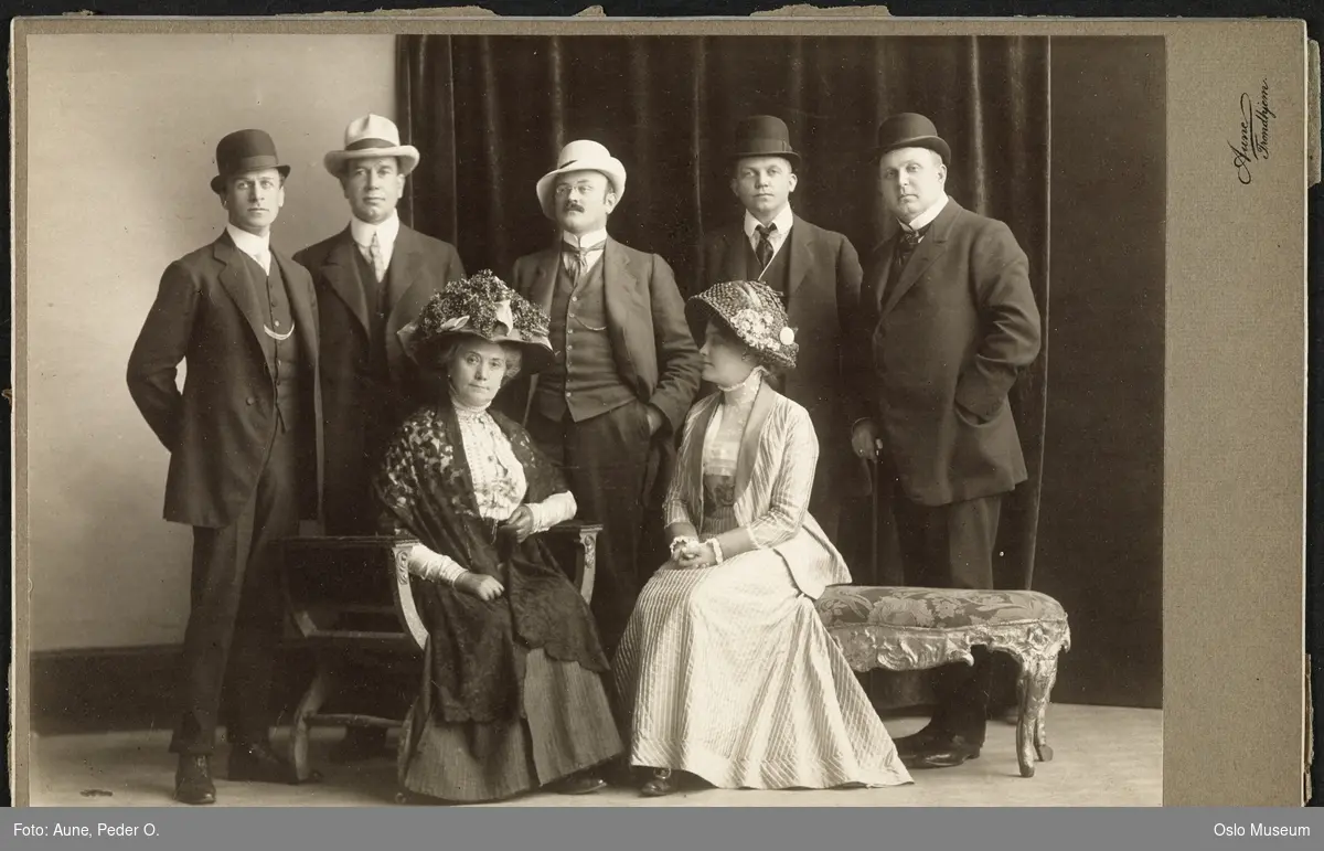gruppe, kvinner, menn, skuespillere, sommerturneen 1909, foretstilling "Da vi var enogtyve"
