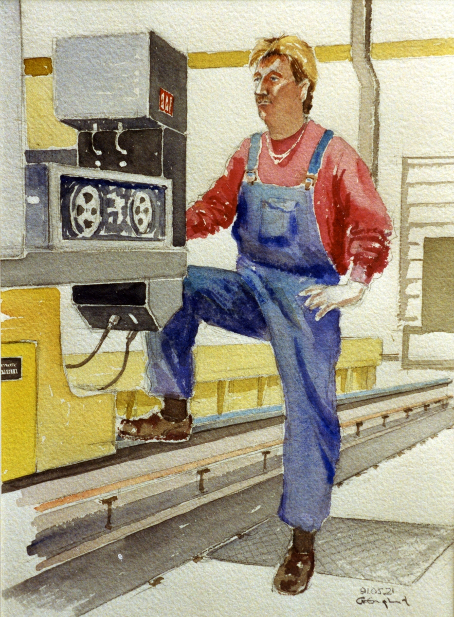 Per Andersson. 1991.05.21. AGEVE.
Georg Englunds akvareller av/till arbetarna i Gävle när AGEVE flyttade 1993. En utställning i Paris 1993. Akvarellerna ställdes även ut i lunchrummet på AGEVE.
