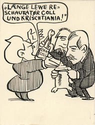 Karikatur av teatersjef, dramatiker Bjørn Bjørnson [tusjtegn