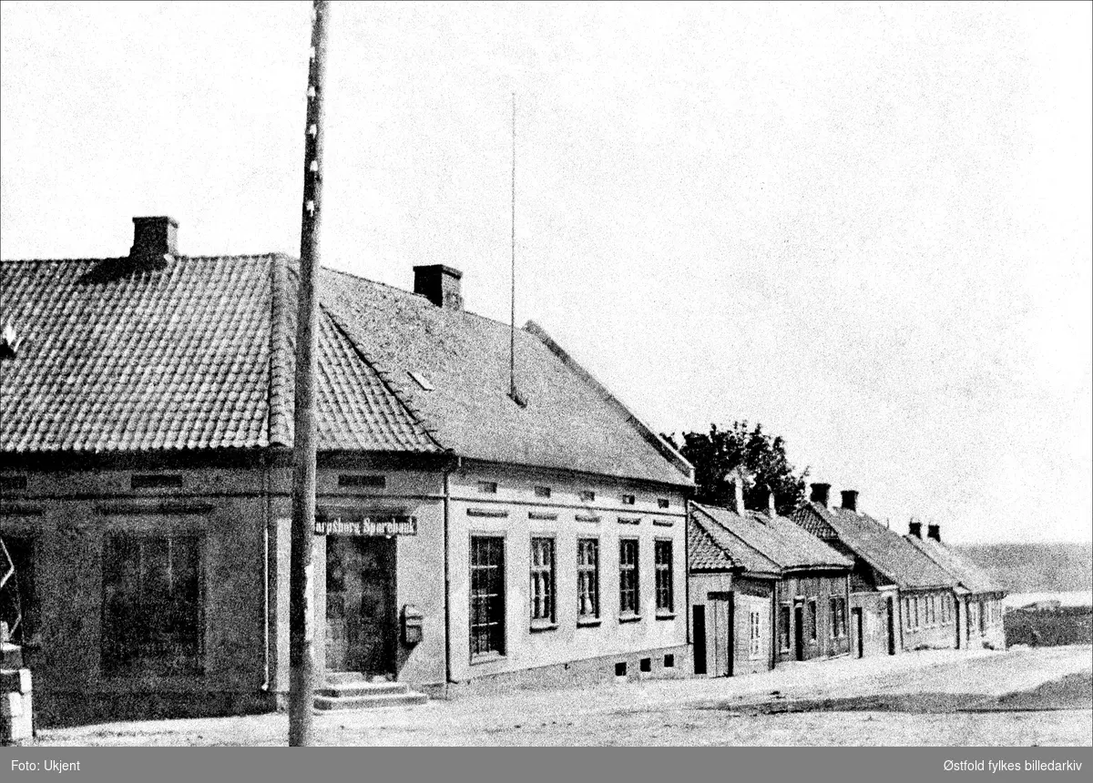 Sarpsborg Handelstands Hus i Olav Haraldssonsgate i krysset ved Glengsgata, ca. 1900 i Sarpsborg.