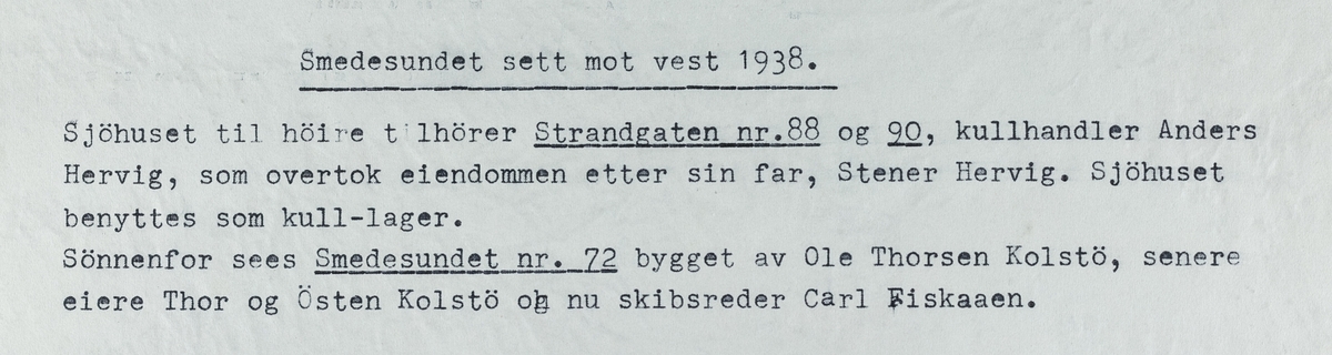 Smedasundet sett mot vest, 1938.