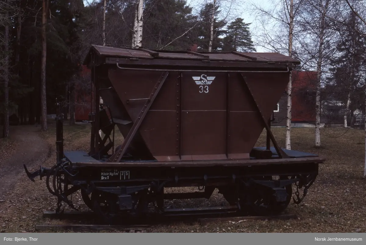 Sulitjelmabanens godsvogn litra Ø nr. 33 utstilt på Norsk Jernbanemuseum