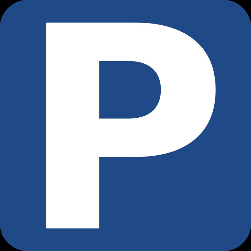 Parkeringsskilt; blå firkant med hvit P