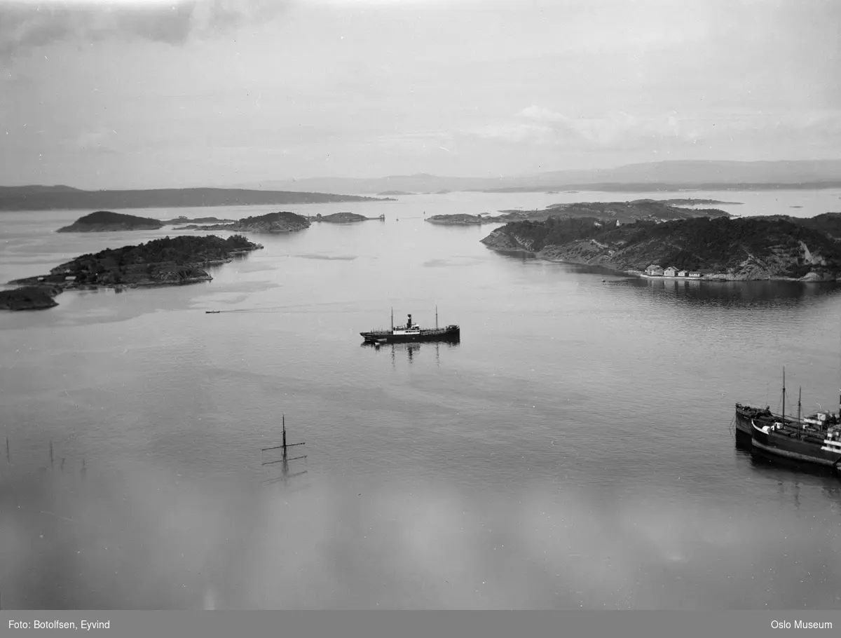 utsikt, fjord, øyer, Hovedøya karantenestasjon, dampbåter