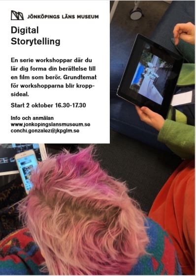 Metoden digital storytelling har använts. Workshop om 5 träffar med start 2018-10-02. Idé och produktion: Conchi Gonzales, Jönköpings läns museum.