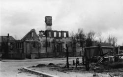 Bodø sentrum i ruiner etter bombingen i 1940. Krysset Prinse