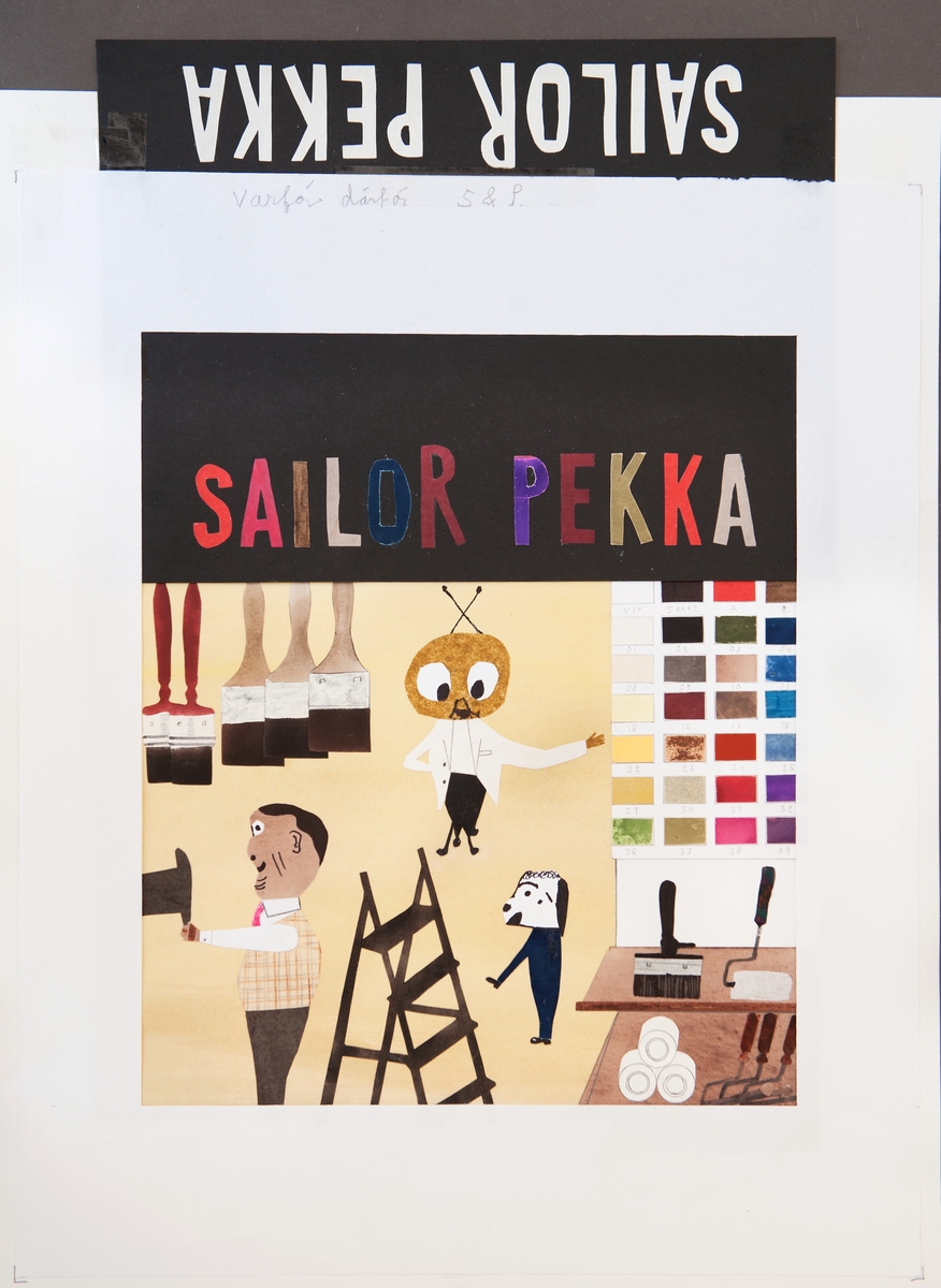 Originalbild till omslaget/framsidan till boken "Varför-Därför. Sailor & Pekka." Upplagan utgiven 2003.