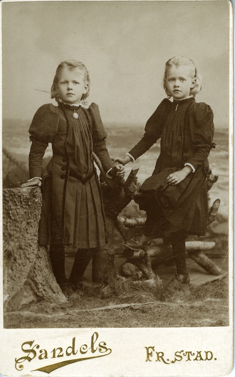 Fredrikstad. To av søstrene Gaaserud. (Det var tre søstre Gaaserud: Margareth (f. 1883), Ellen (f. 1885), Sigrid (f. 1887)).
Foto: Sandels