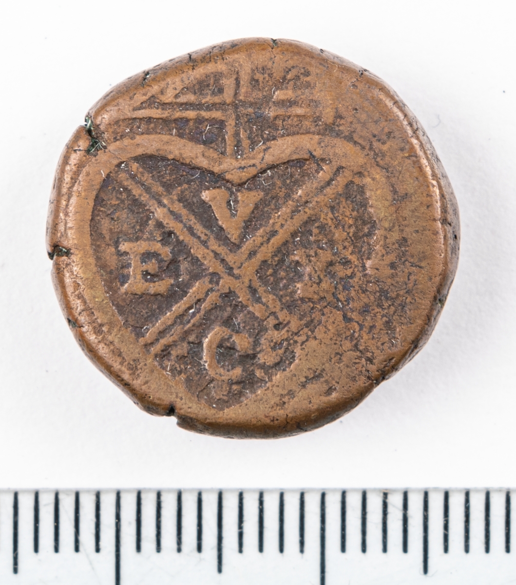 Mynt Indien 1802-29, ½ Pice. Bombay, klumpmynt.