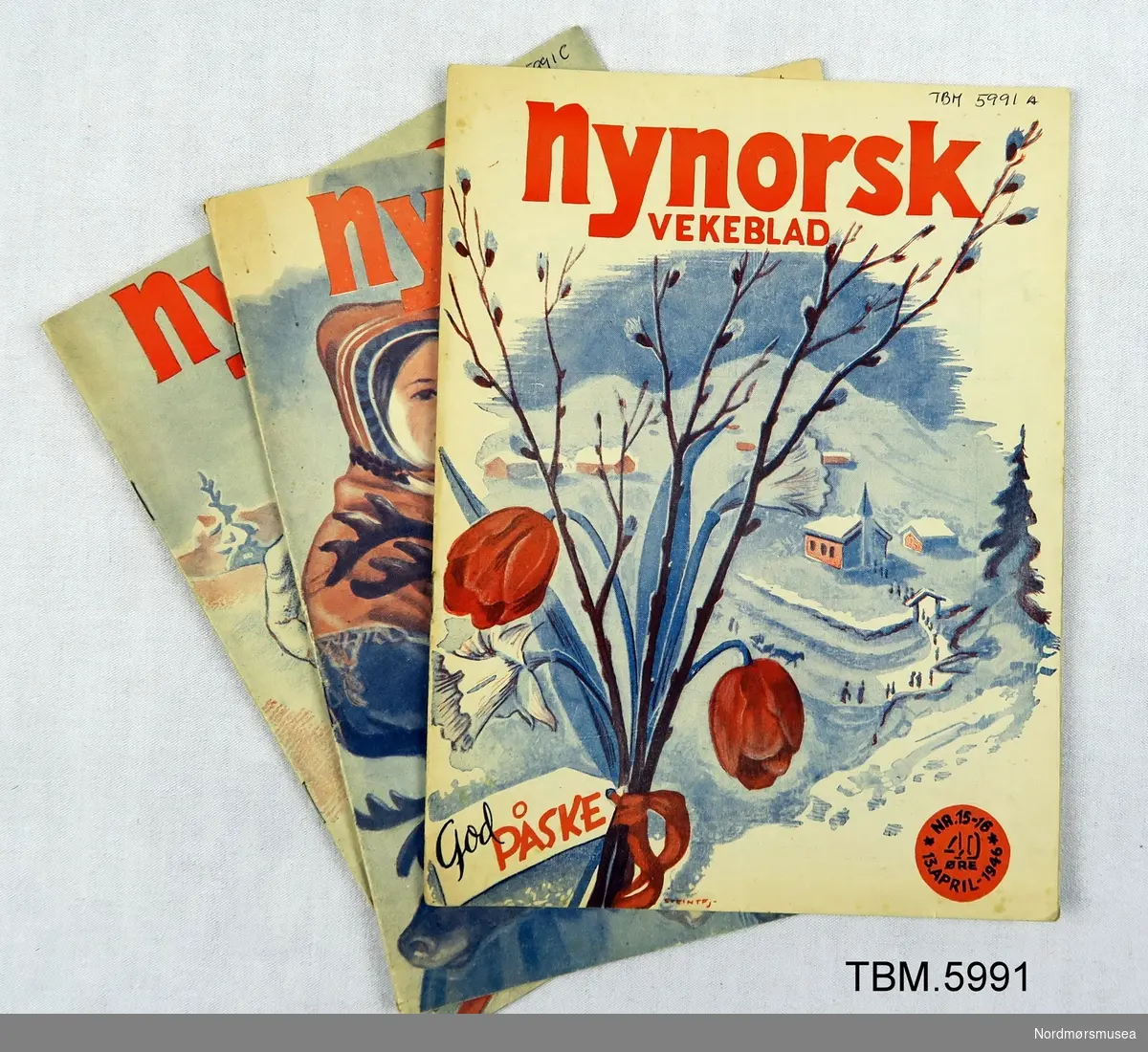 Tre utgåver av Nynorsk vekeblad frå 1946