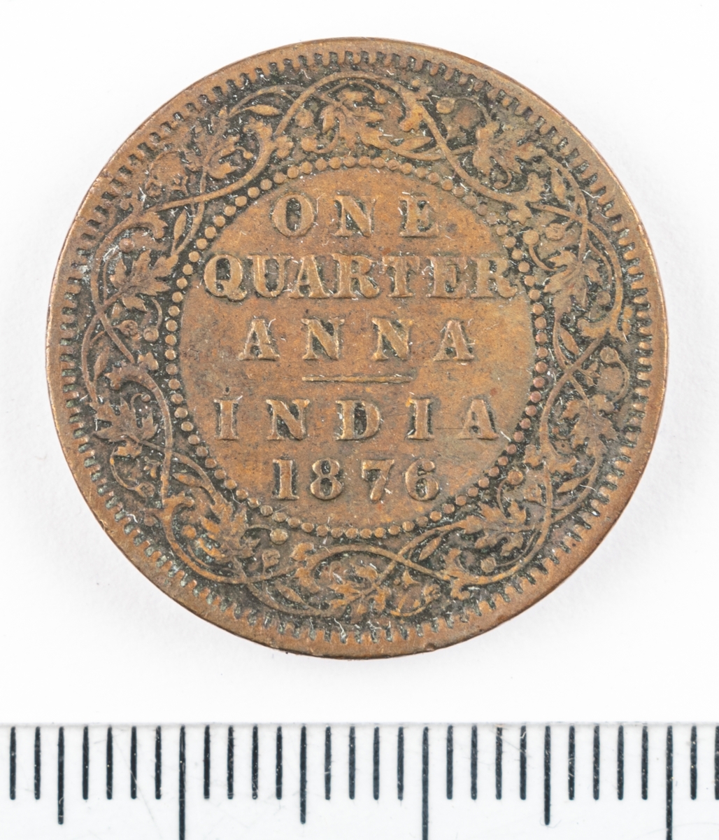 Mynt Indien 1876, 1/4 Anna.