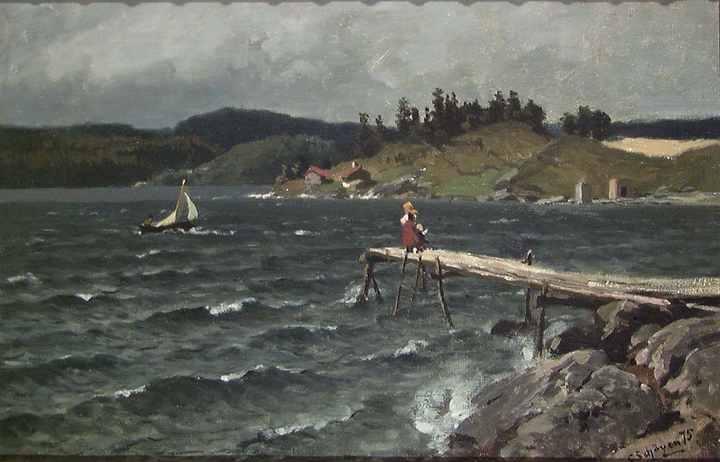 Strandparti ved Christianiafjorden [Maleri]