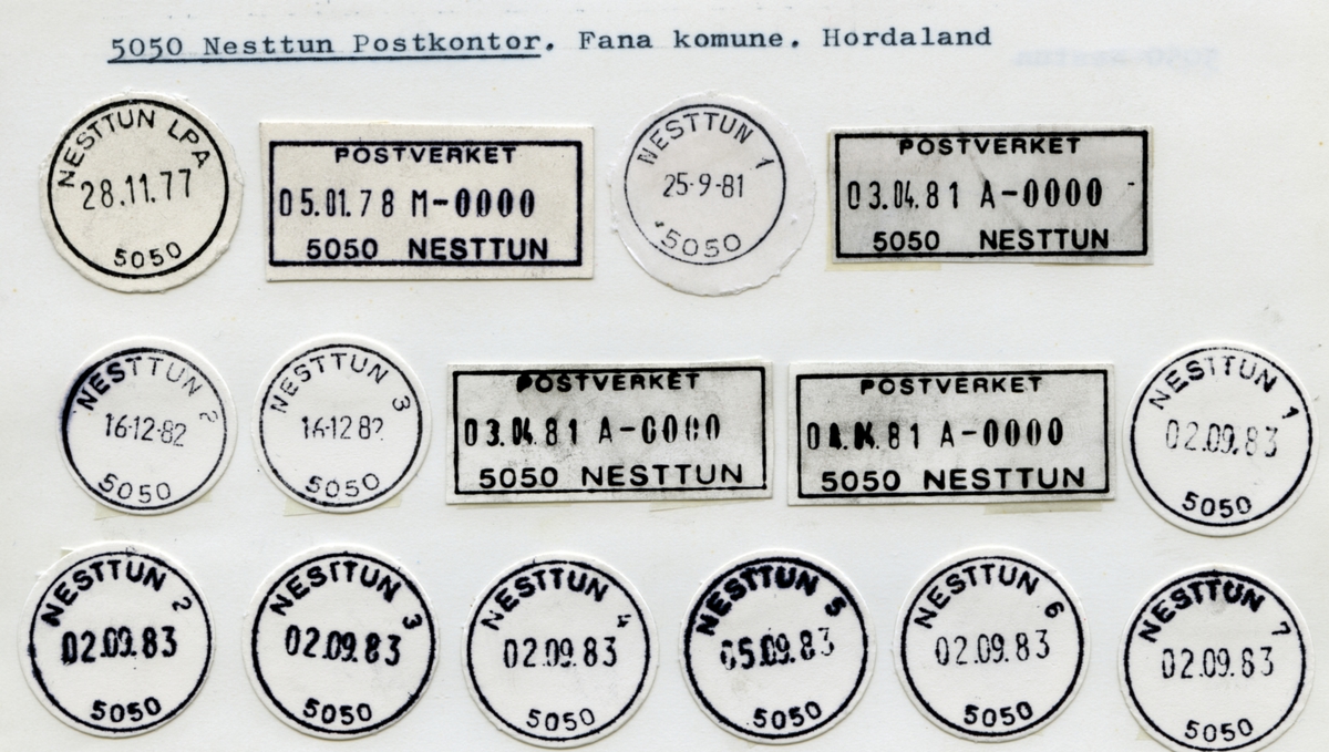 Stempelkatalog  5050 Nesttun, Fana kommune, Hordaland