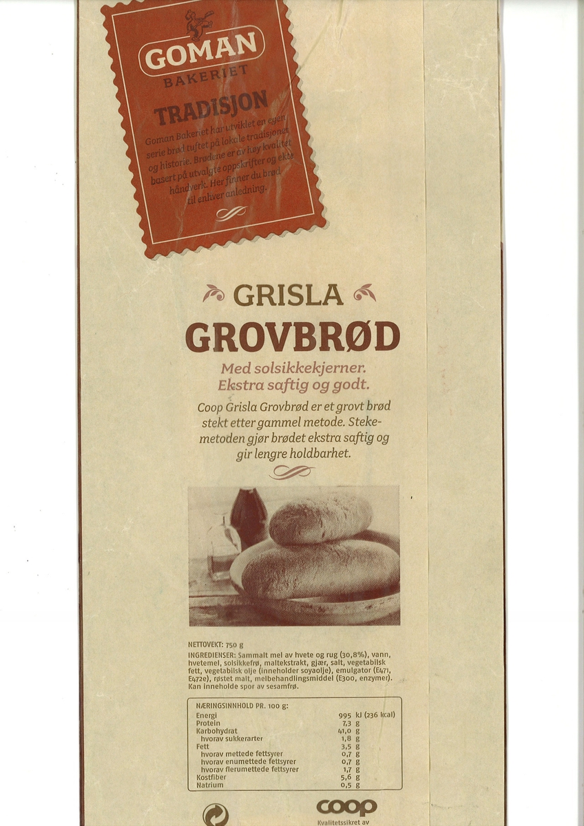 Forsiden: To brød plassert i et fat. Fotografiet er i bruntoner. Nøkkelhull ikon
