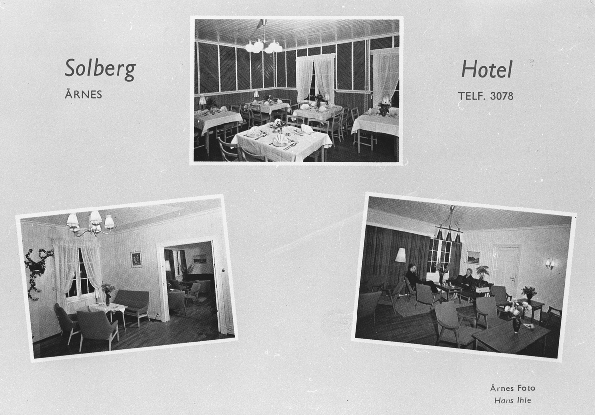 Interiør Solberg hotel. (Postkort)