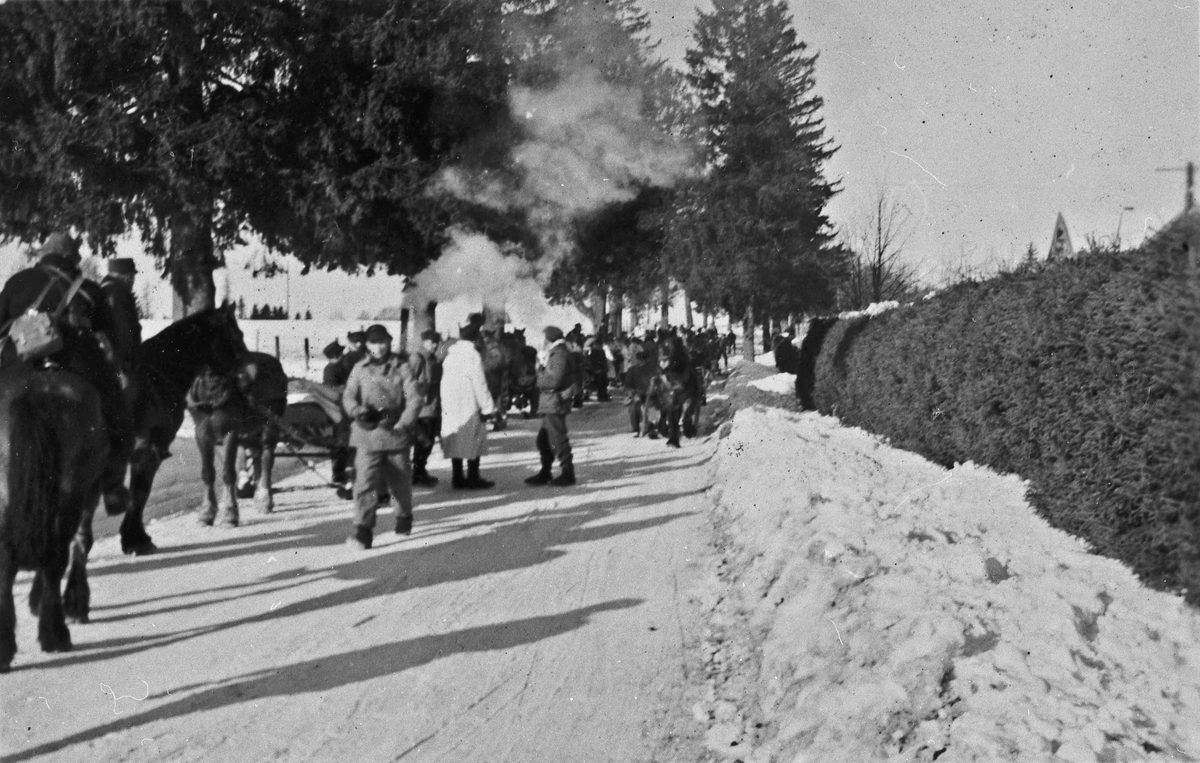 Norske soldater under den store militærøvelsen i mars 1940. 