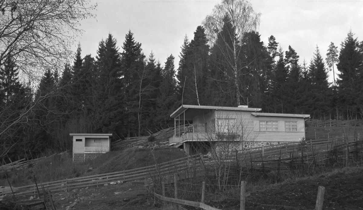 Arkitekt Rolf Prags hytte, fritidsbolig i Kvarbergvika, Brumunddal. 
Funkis. Foto Rolf Prag. 