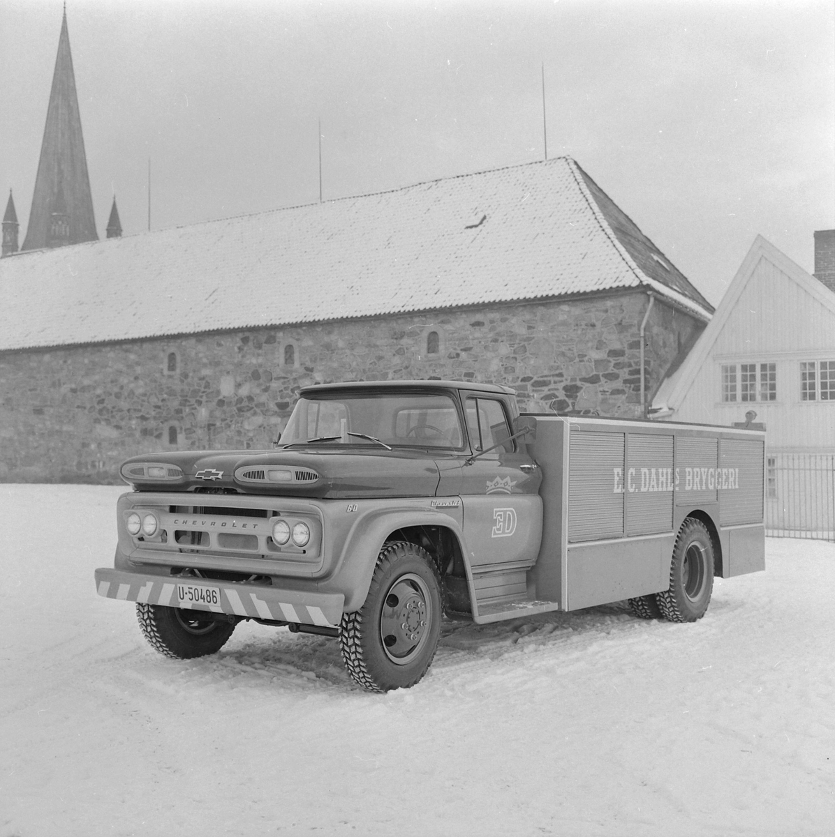 Bryggeribil fra E.C. Dahls Bryggeri.  1960 Chevrolet