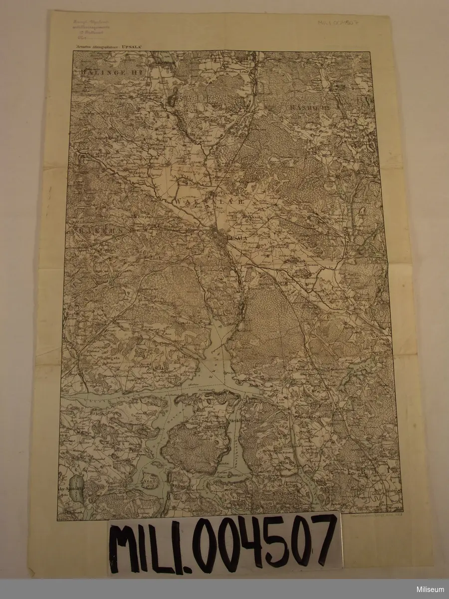 Karta, Arméns öfningsplatser: Upsala. Skala 1:100000.