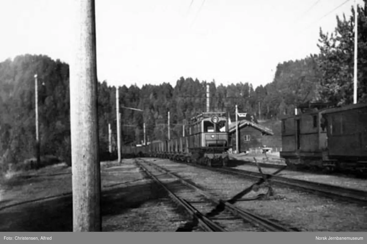 Kryssing på Svorkmo stasjon mellom kistog og persontog