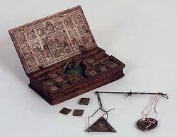 Skålvekt med vektlodd, 1 sett, i etui