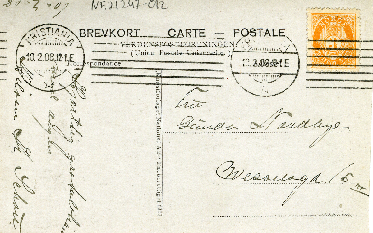 Postkort, motiv fra Bygdøy. Badehus.
Stemplet 10.02.1908