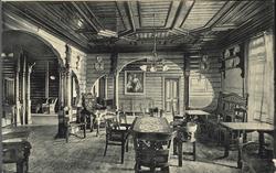 Interiør, hallen, Holmenkollen Sanatorium, Oslo. Bygget 1894