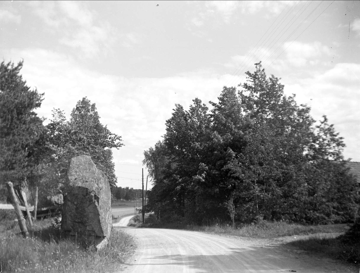 Flyttblock vid vägen, Valloxsäby, Östuna socken, Uppland 1931
