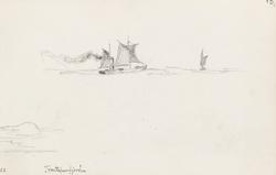 Båter på Trondheimsfjorden [Tegning]