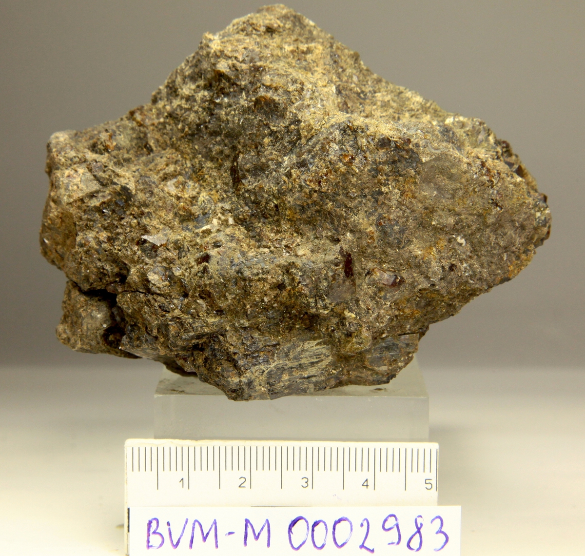 Svartbrune krystaller, uten toppflater.
Årvoll (lokalitet for gul mangan-axinitt).