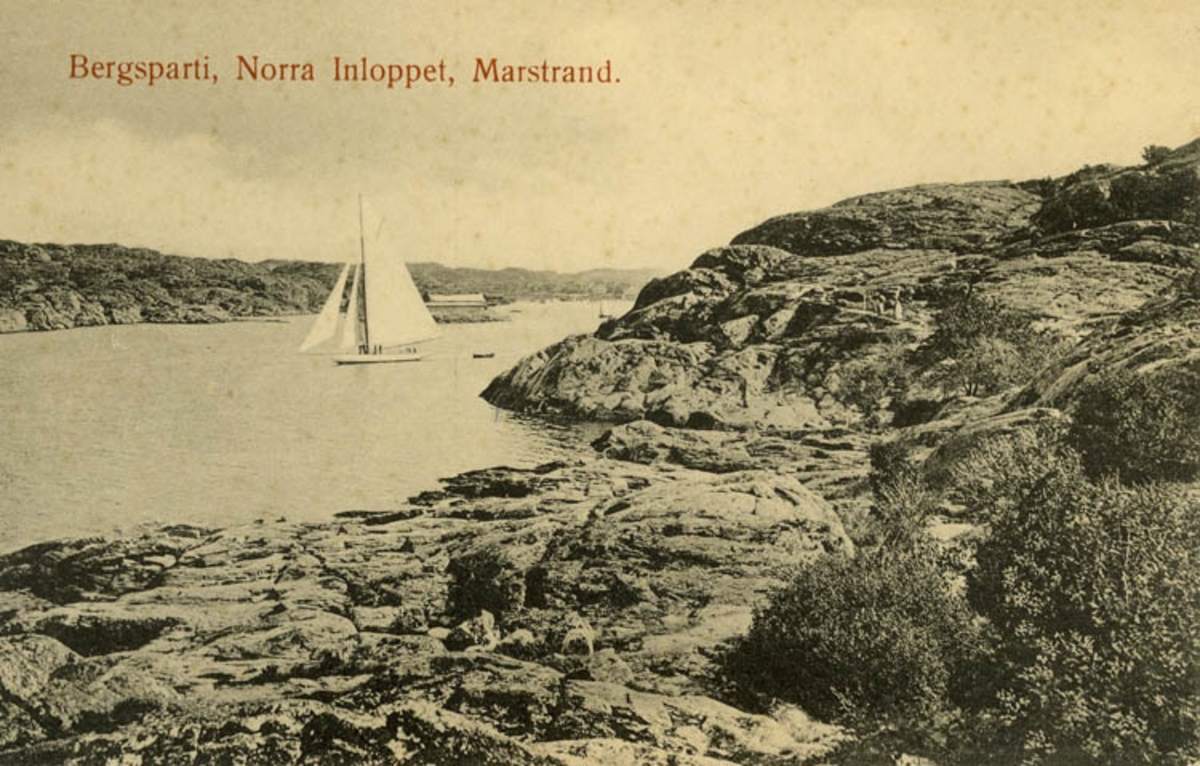 Text på kortet: "Bergsparti. Norra inloppet, Marstrand".