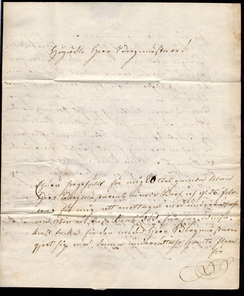 Förfialtelistiskt privatbrev skickat från Vadstena till Borgmästaren Heggroth i Säter den 4 mars 1826

Stämpeltyp: Normalstämpel 4