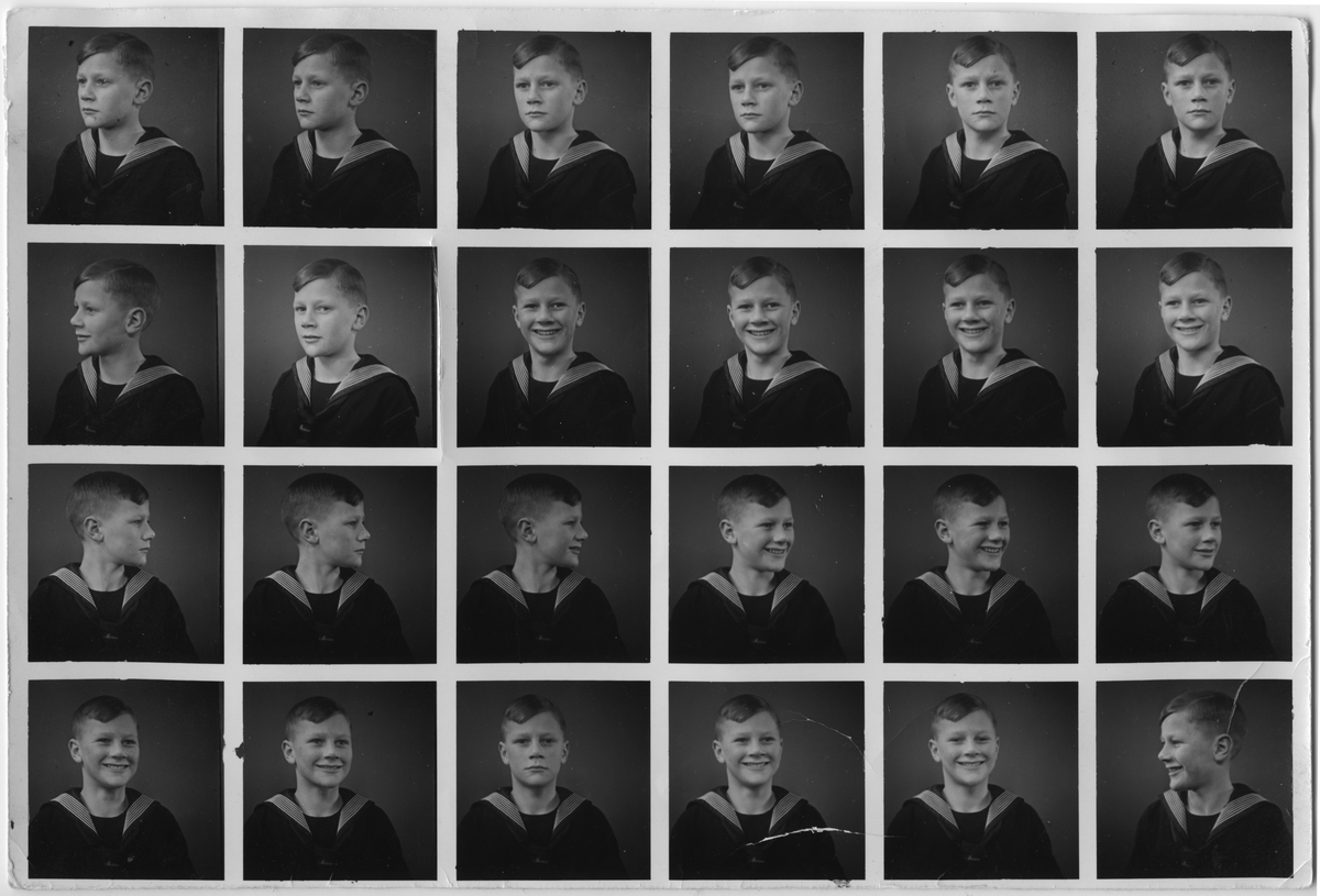 Portrettserie av Knut Hannestad som gutt.
