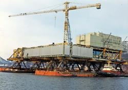 Bygging av TCP2 i Åndalsnes. 
Dekksrammen til plattformen l