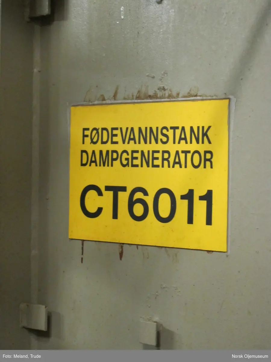 Fødevannstank for dampgenerator på Statfjord A.