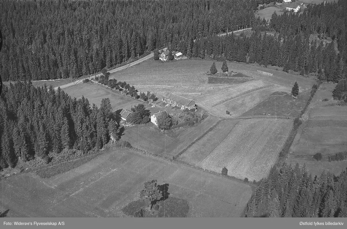 Skråfoto fra gården Nesbråten 127/8 i Marker,  6. august 1953