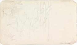 Riss av vaskekone ved elven [Tegning]