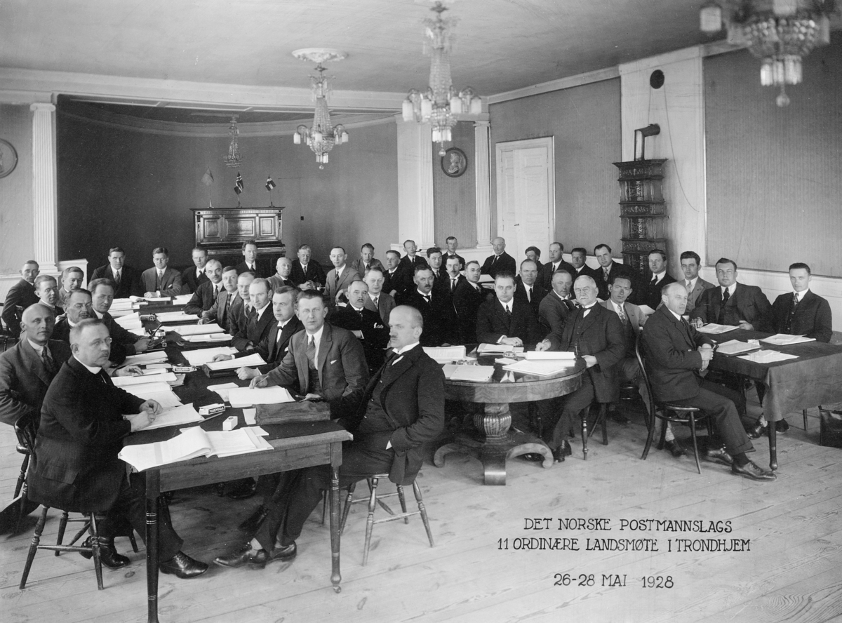 gruppebilde, Det Norske Postmannslags 11 ordinære landsmøte 26-28 mai 1928, Trondheim