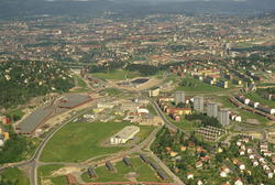 Industriområde på Ryen, med vognhall og verksted for T- bane