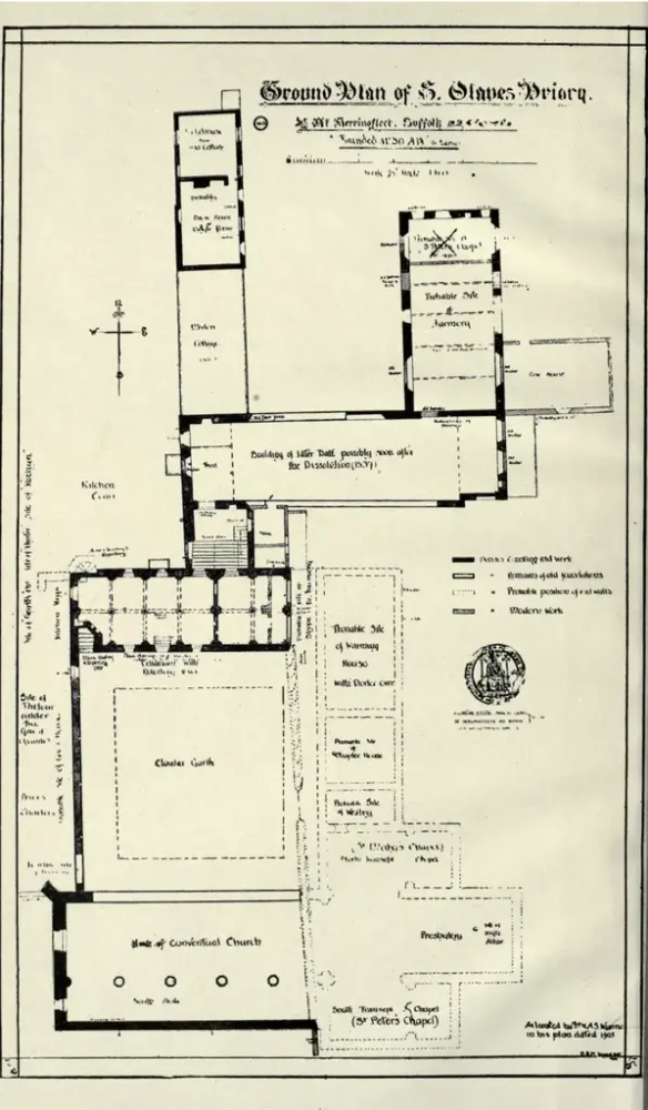 St. Olaves Priory, plantegning.