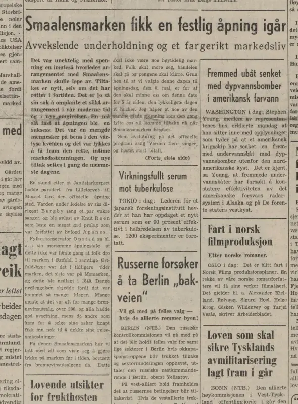 Sarpen, tirsdag 2. mai 1950